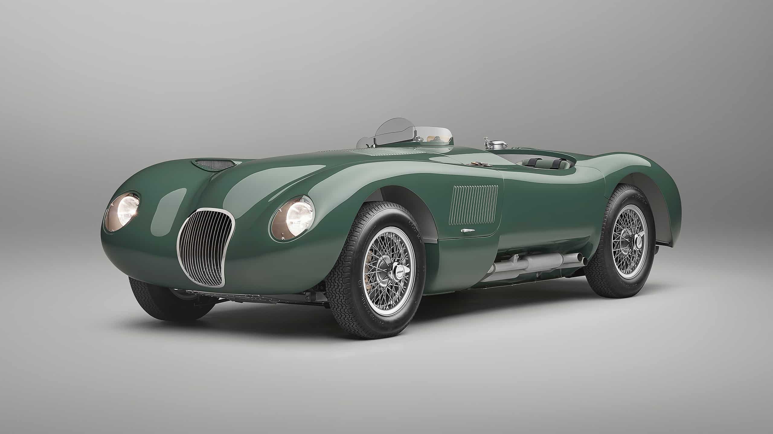Parked Jaguar C-Type Continuation during the launching 